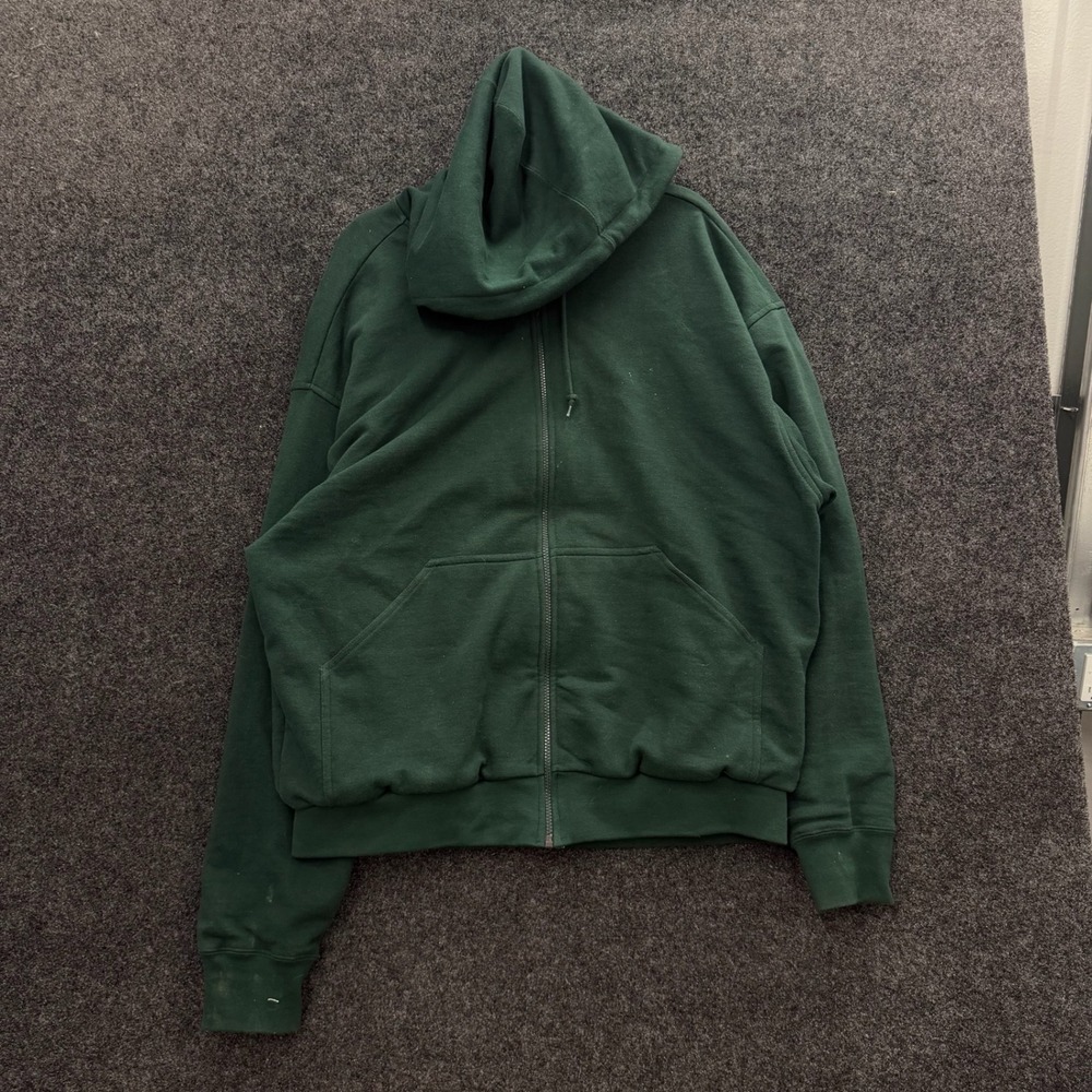 Vintage Williams Bay Forest Green Thermal Lined Zip Hoodie Mens XL 90s Workwear